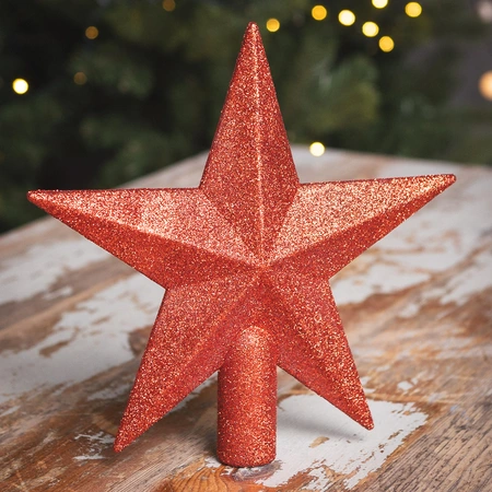 Treetopper Glitter Christms Red