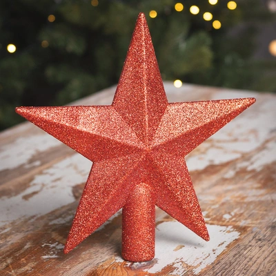 Treetopper Glitter Christms Red