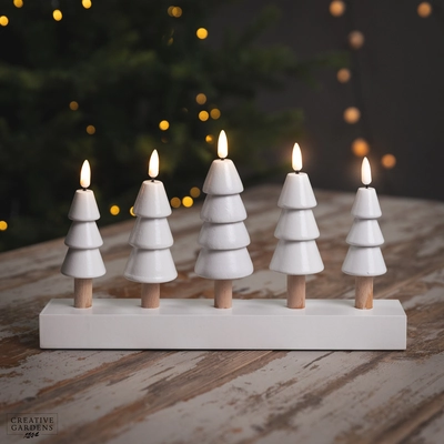 White Flickabright Christmas Trees Candle 32cm