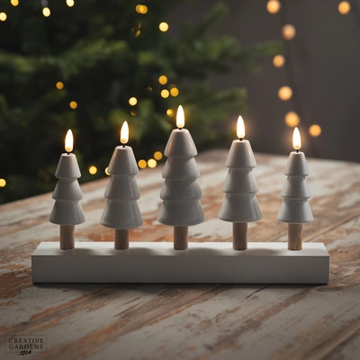 White Flickabright Christmas Trees Candle 32cm - image 2