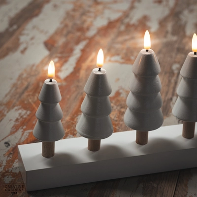 White Flickabright Christmas Trees Candle 32cm - image 3