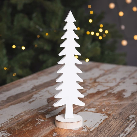 Wooden White Christmas Tree - 24cm - image 1