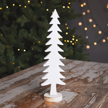 Wooden White Christmas Tree - 31cm - image 1