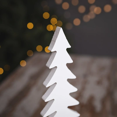 Wooden White Christmas Tree - 31cm - image 2