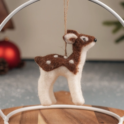 Wool Deer Hanger - Brown & White