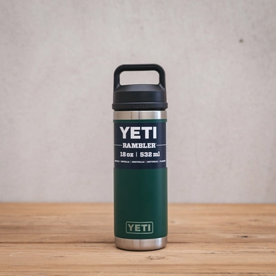 YETI Rambler 18 Oz Bottle - Black Forest Green