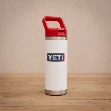 YETI Rambler 18 Oz Straw Bottle - White/Red Summer Anthem