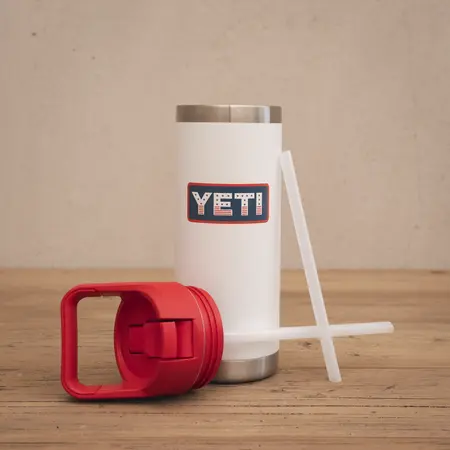 YETI Rambler 18 Oz Straw Bottle - White/Red Summer Anthem