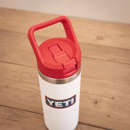 YETI Rambler 18 Oz Straw Bottle - White/Red Summer Anthem