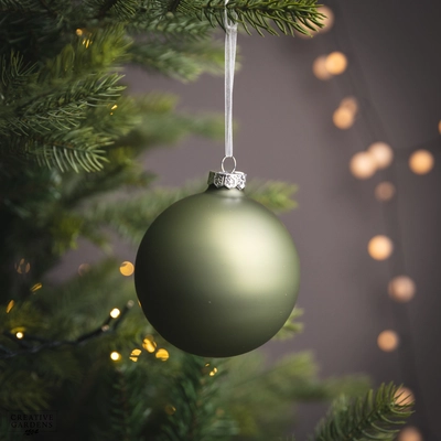 Bauble Glass Matt Rosemary Green 10cm