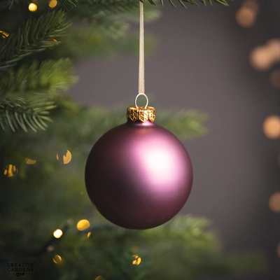 Bauble Glass Matt Vintage Pink 8cm